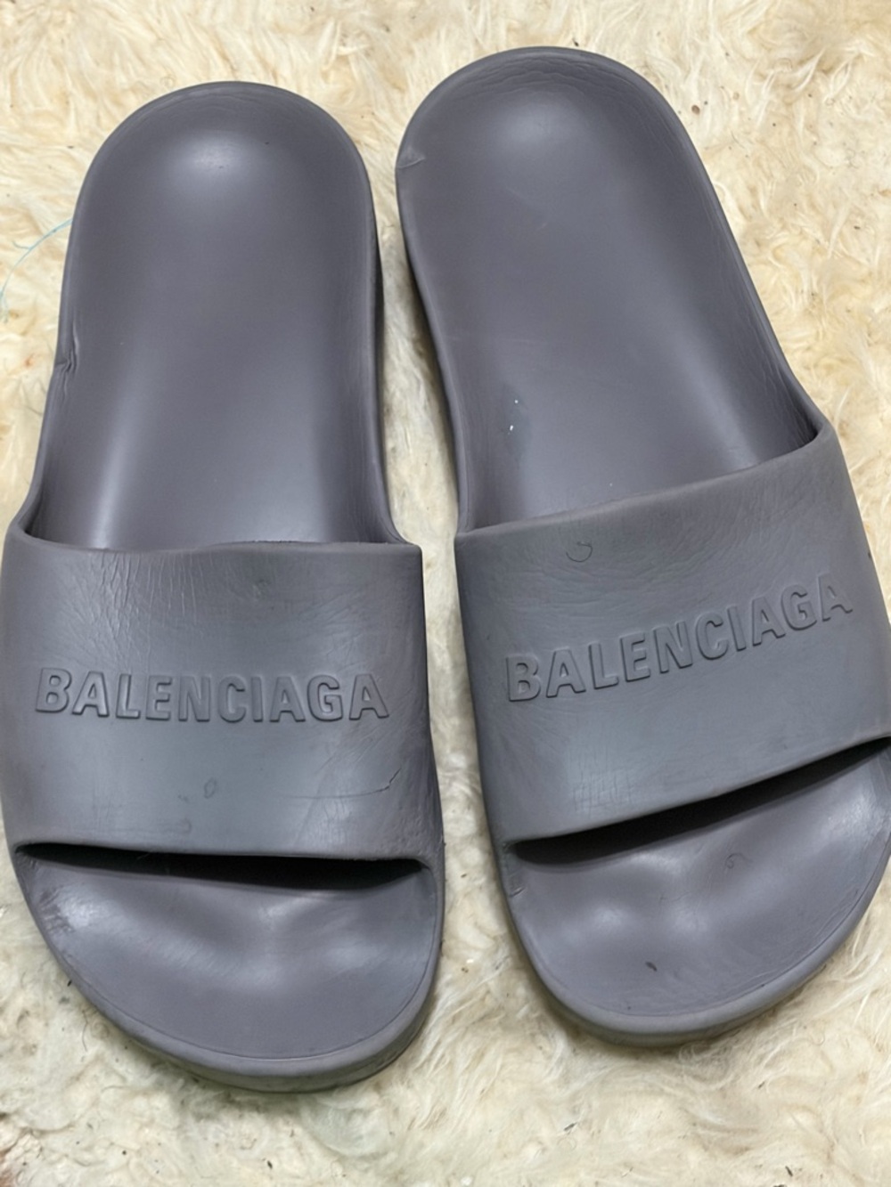 Balenciaga Logo Platform Slides Dark Gray Size 40/10 - Picture 2 of 16